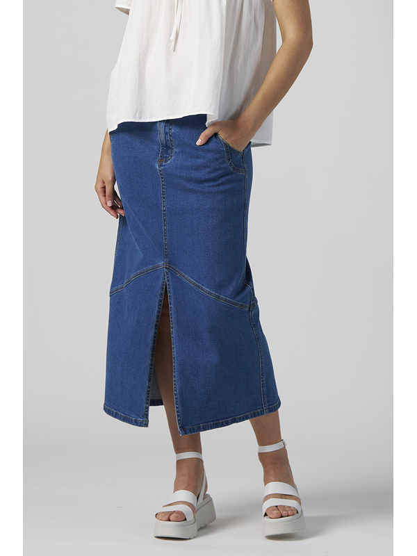 Madly Sweetly Moto Denim Skirt