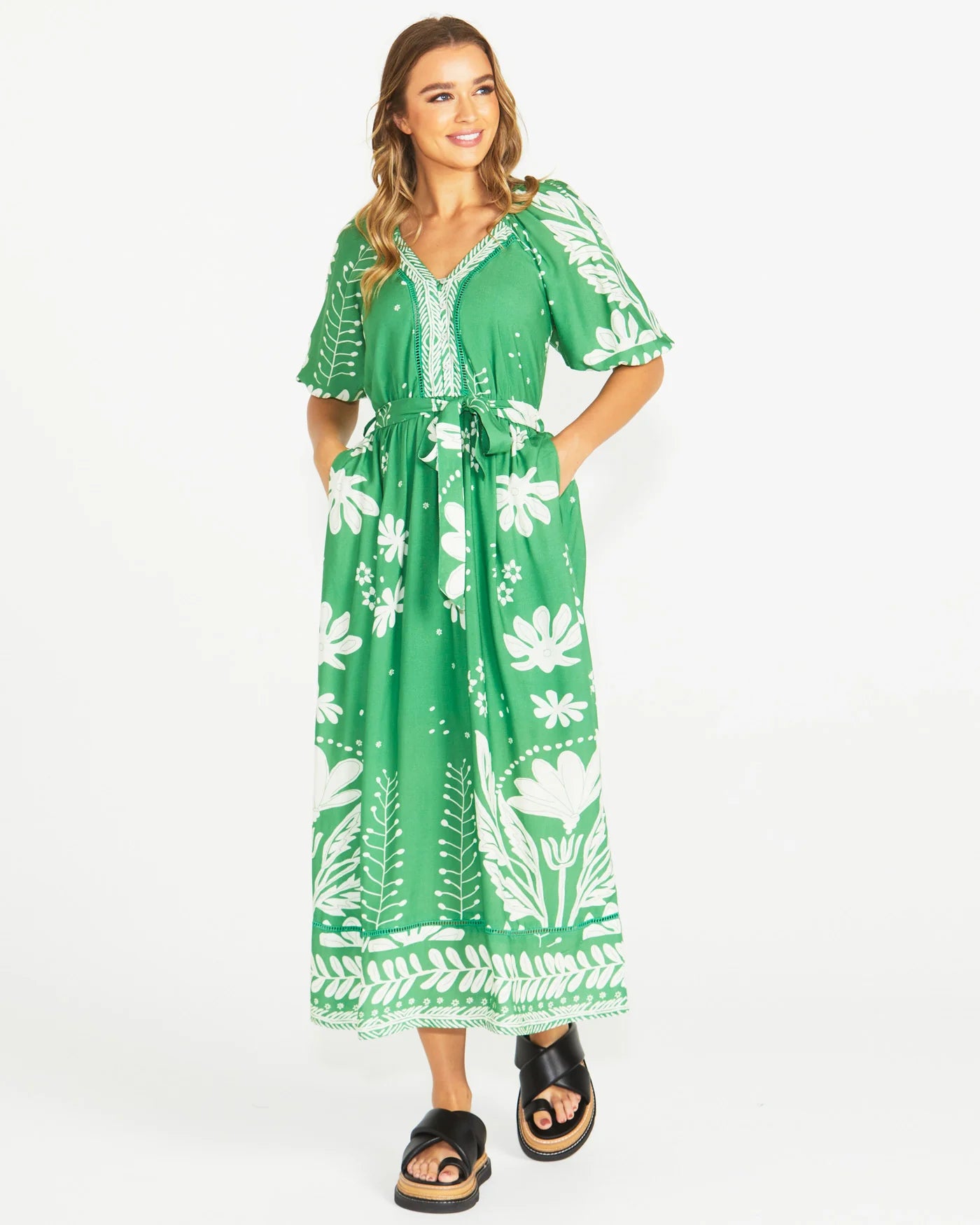 
                  
                    Lyndel Dress - Green Floral
                  
                