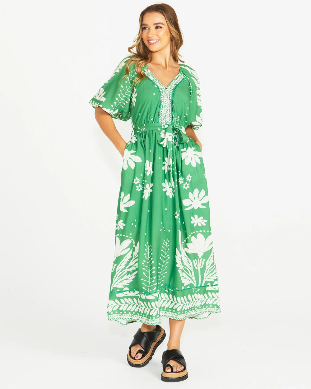 Lyndel Dress - Green Floral