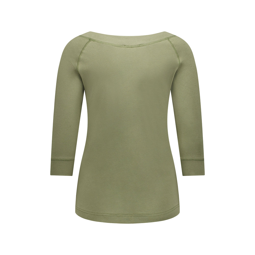 
                  
                    4381 Boat Neck 3/4 Sleeve Top -Olive
                  
                