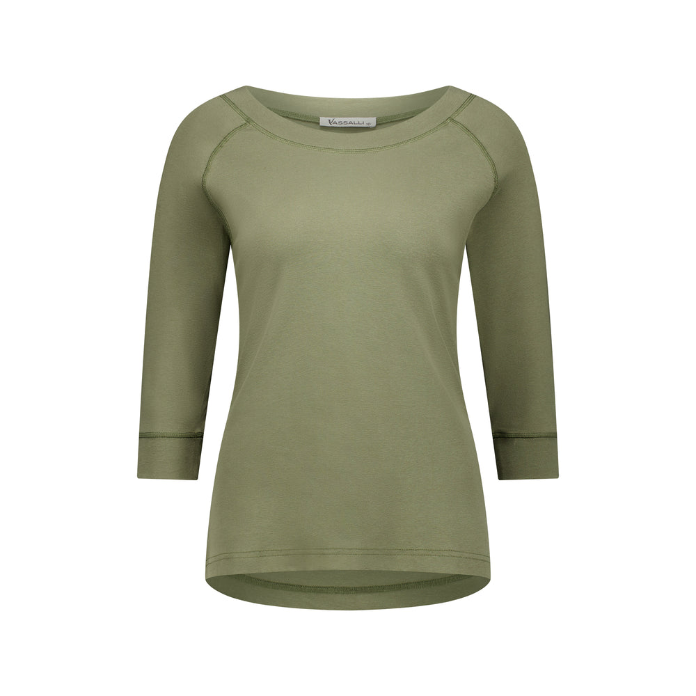 
                  
                    4381 Boat Neck 3/4 Sleeve Top -Olive
                  
                