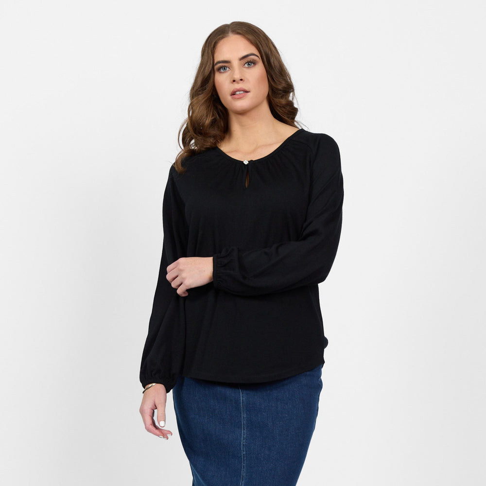 4466 Vassalli Merino Round Neck Top -Midnight