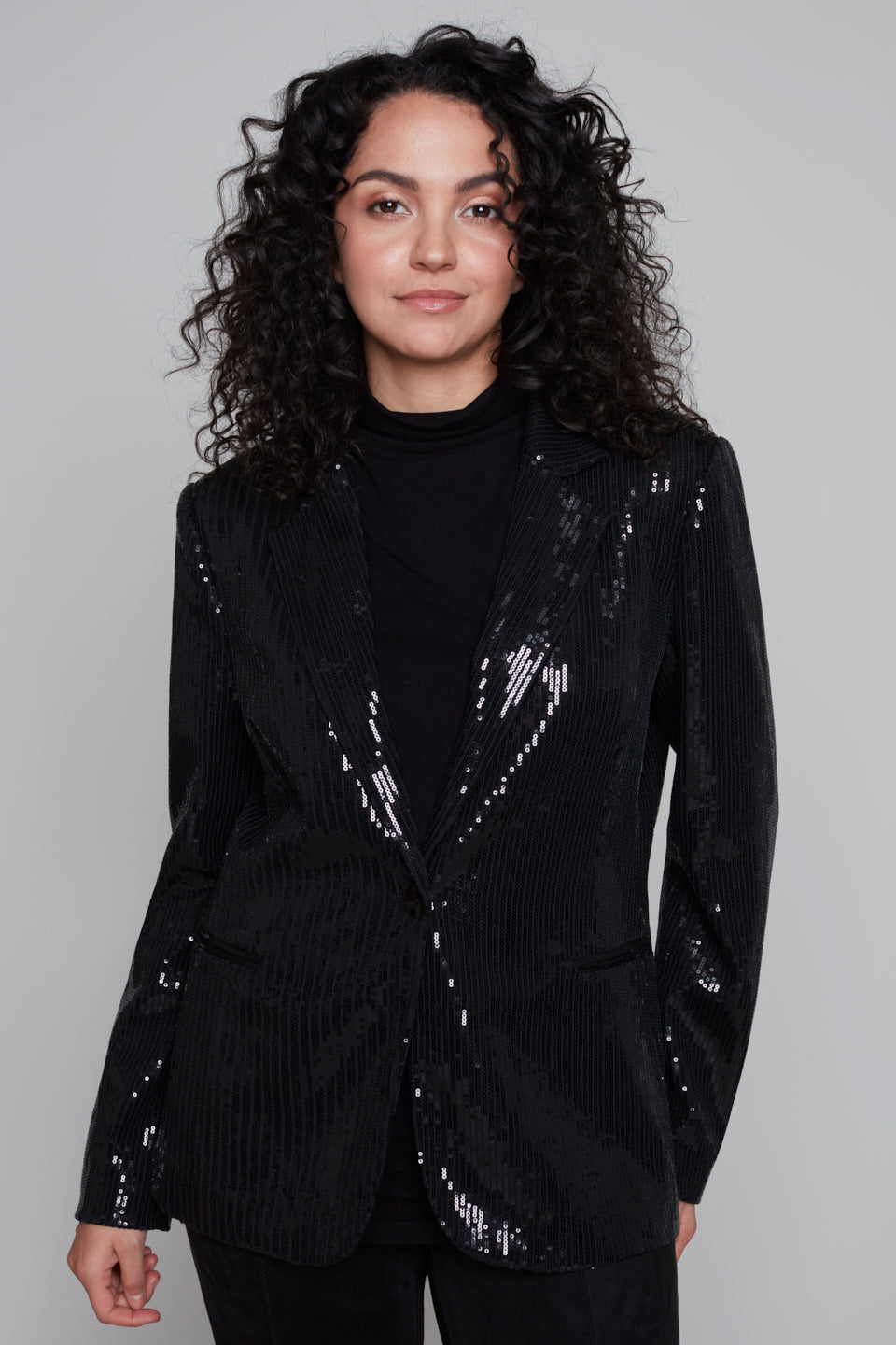 Carre Noir Sequin Blazer -Black