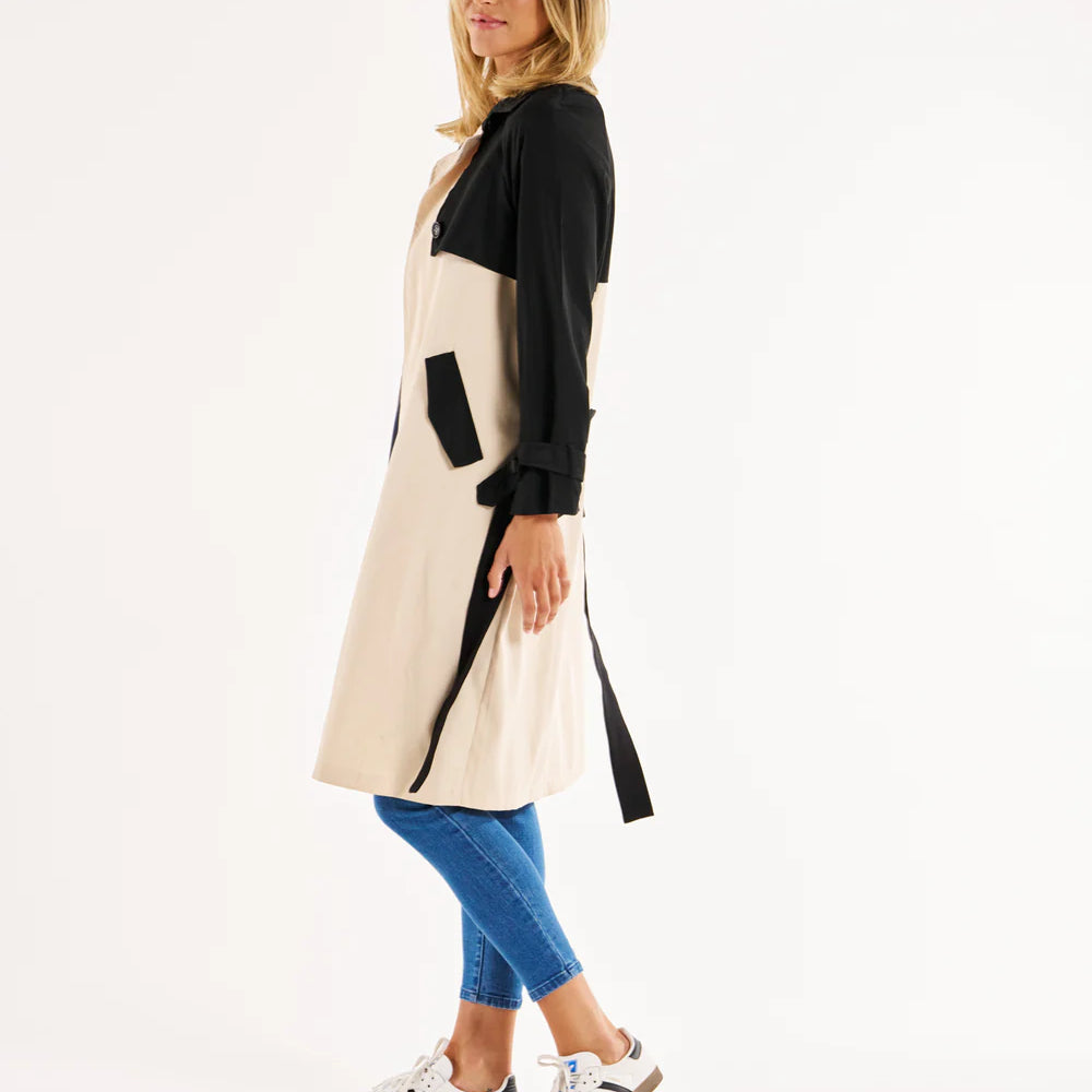 
                  
                    Splice Trench Coat - Black/Ivory
                  
                