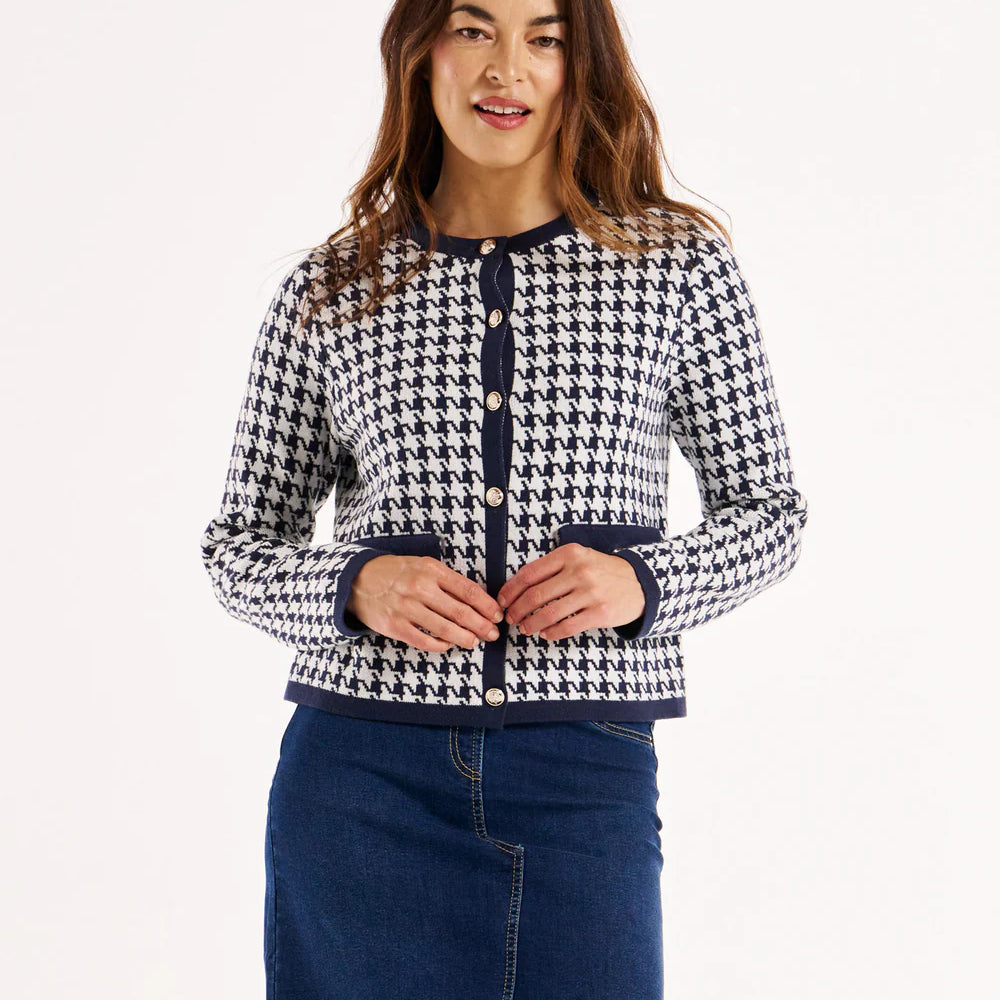 
                  
                    Lady Cardigan - Navy Houndstooth
                  
                