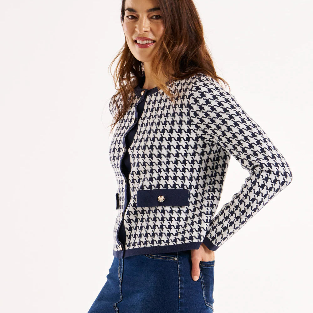 
                  
                    Lady Cardigan - Navy Houndstooth
                  
                