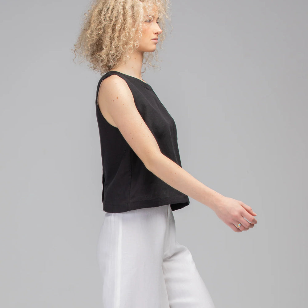 
                  
                    Rose Linen Top Black
                  
                