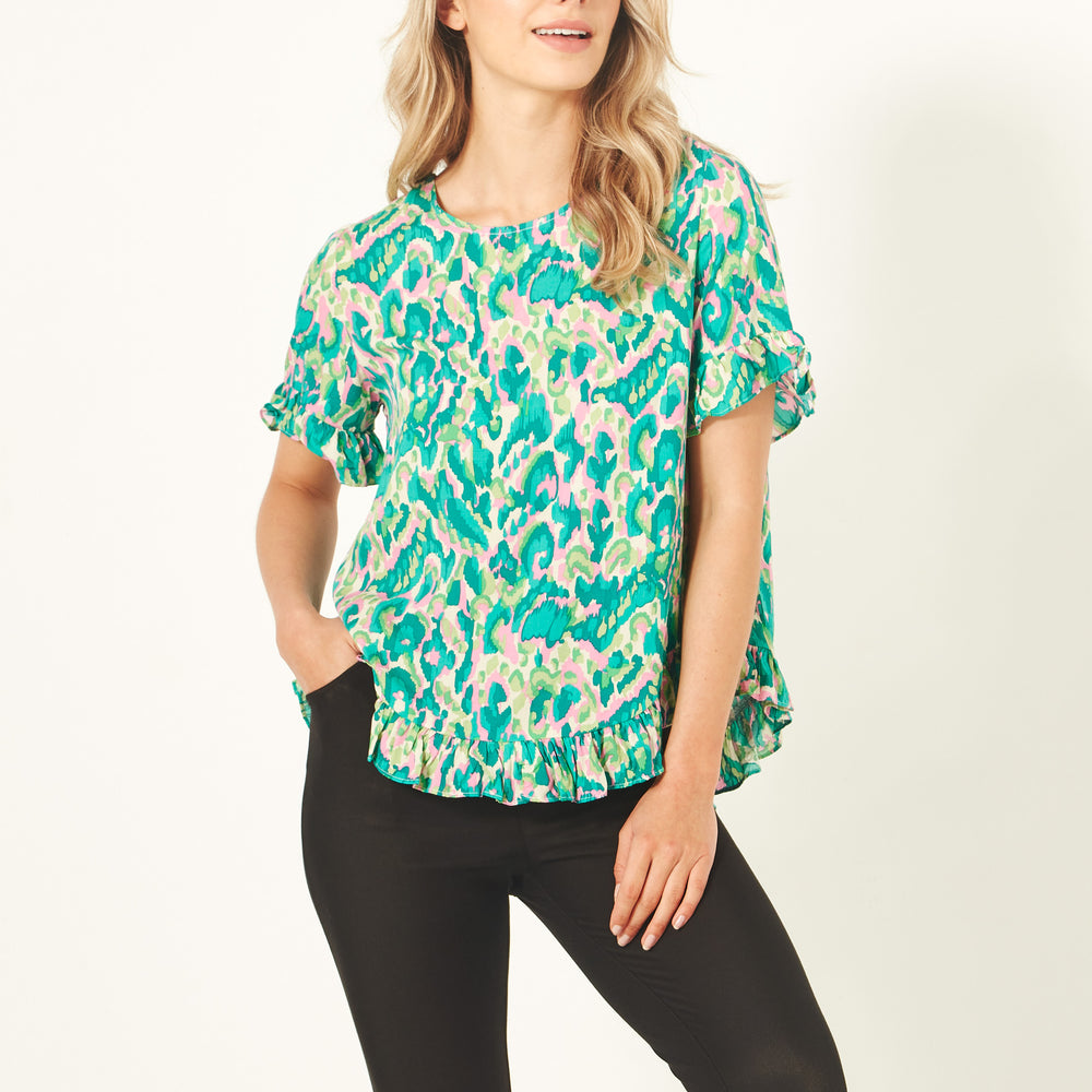 
                  
                    Madelaine Top Teal Print
                  
                