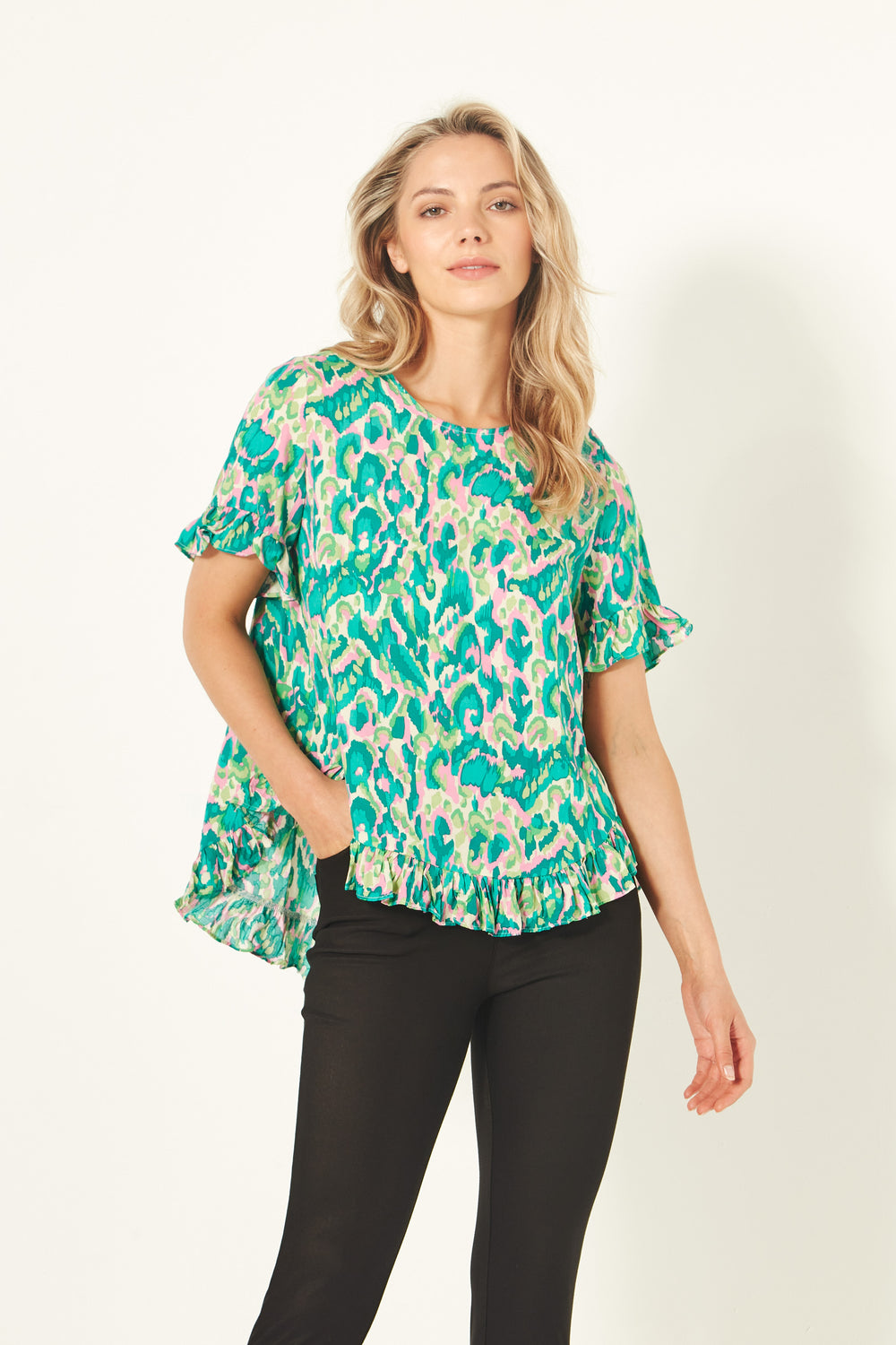 Madelaine Top Teal Print