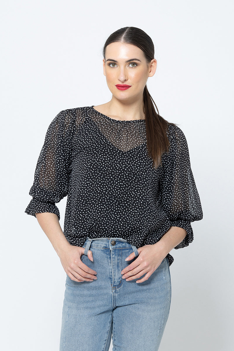 Magnificent Top -Black Polka