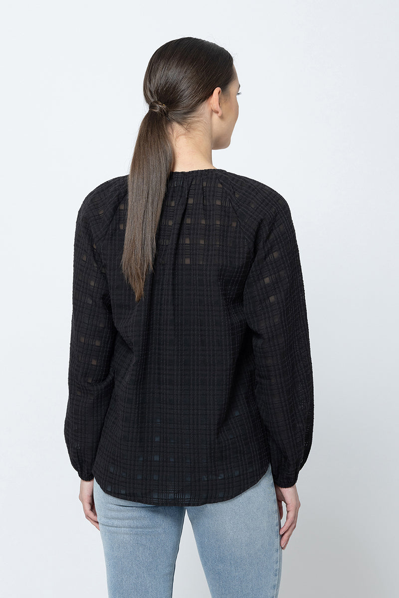 
                  
                    Santorini Top -Sheer Black Check
                  
                