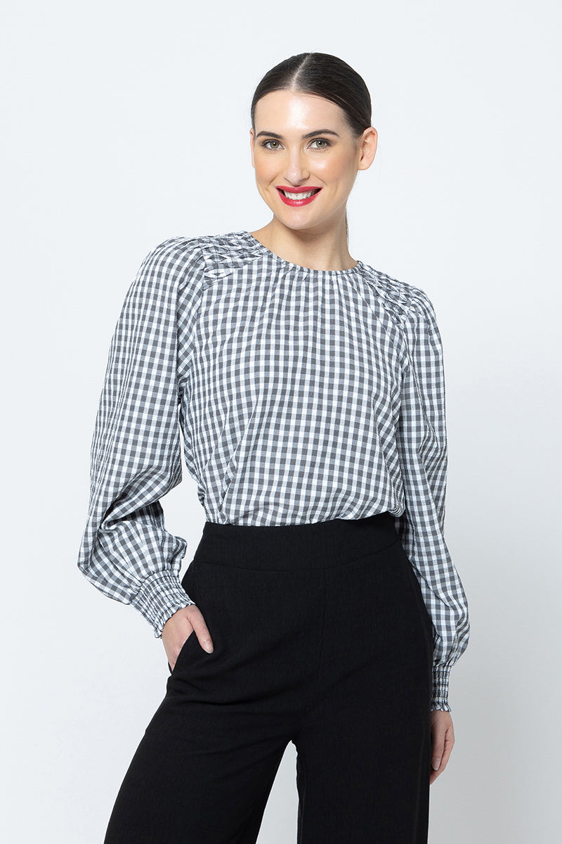 
                  
                    Honey Combe Blouse -Texture Check
                  
                