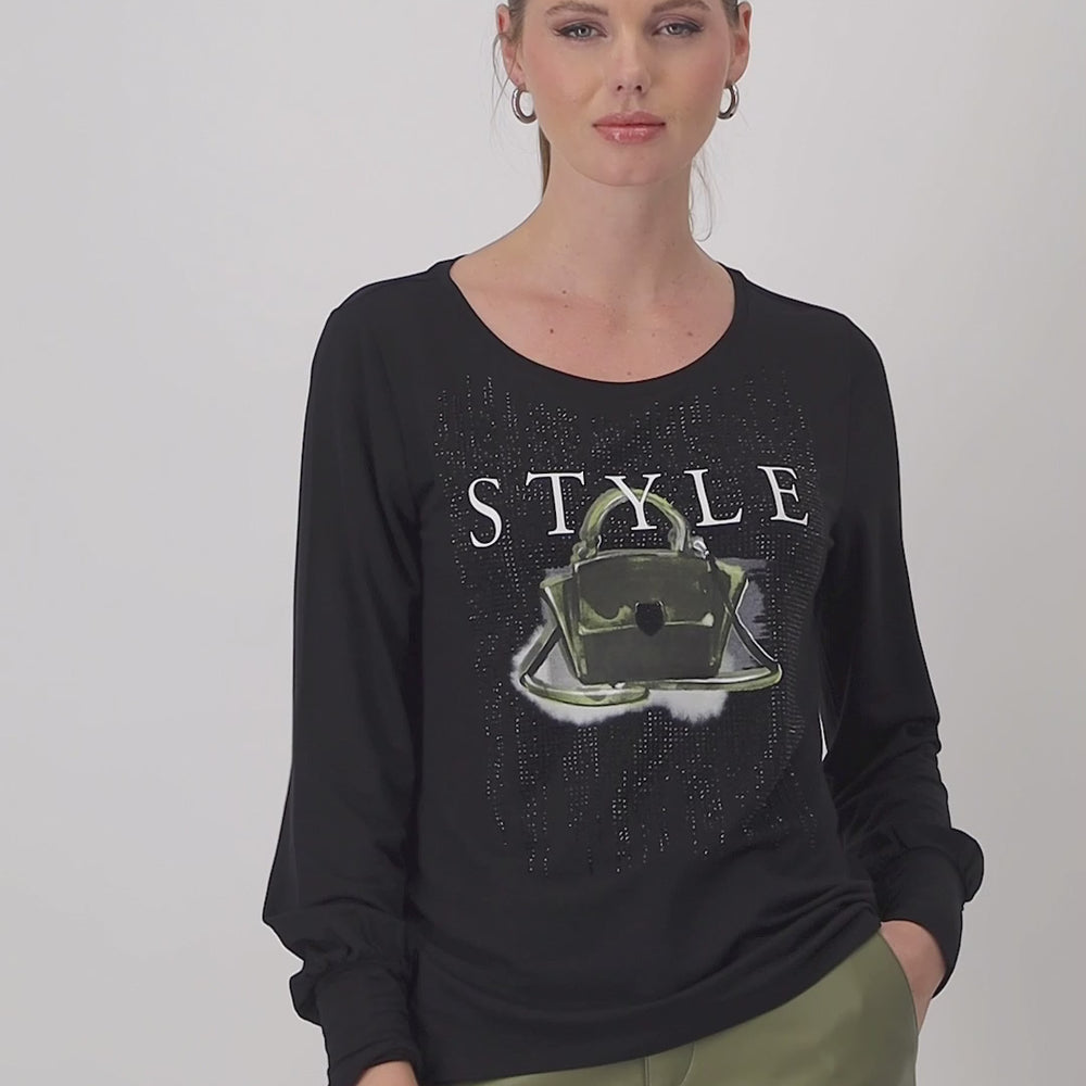 
                  
                    Load and play video in Gallery viewer, Monari Round neck Tee -schwarz999
                  
                